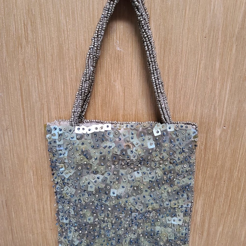 Gold beaded evening bag